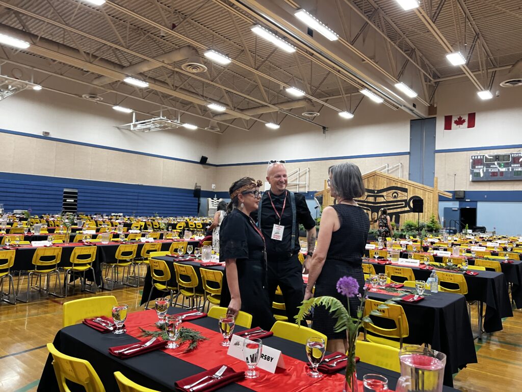 staff connecting before the ceremony