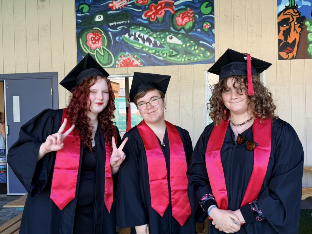 Learning Alternatives graduation ceremony - students pose for photos