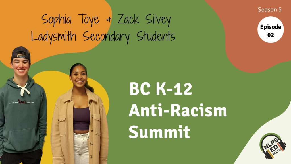 Ladysmith students Zack Silvey and Sophia Toye pose for the NLPS Ed Talks podcast