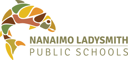 Nanaimo Ladysmith Public Schools Colored Logo with name and Fish