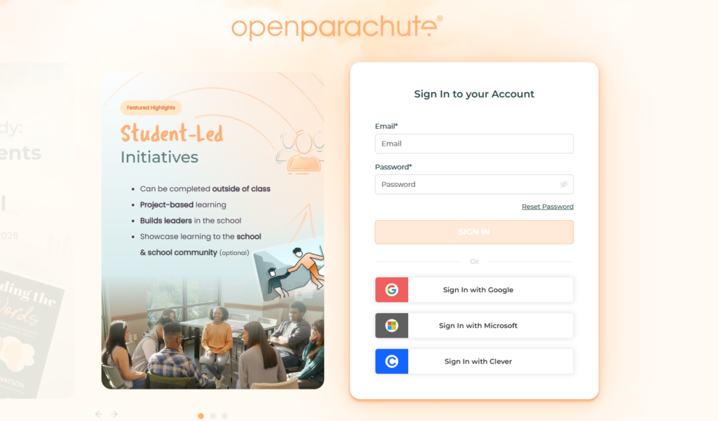 Open parachute webpage
