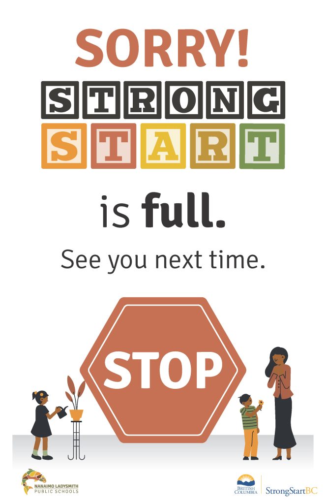 Poster for StrongStart stating that they are full