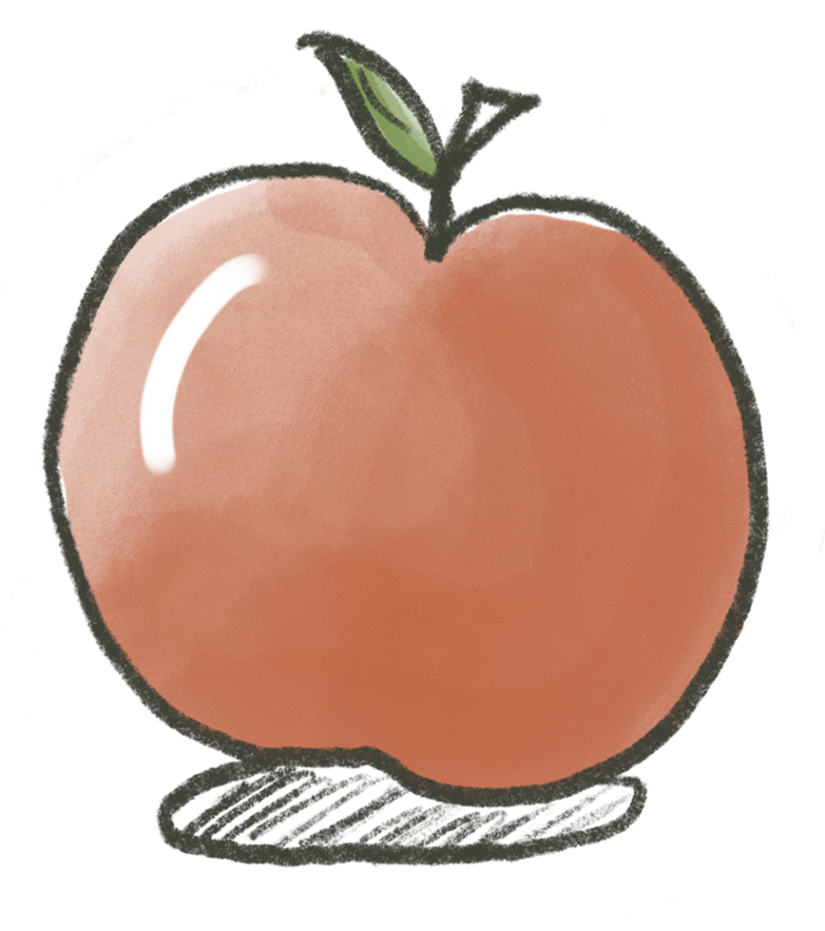 drawing of a red apple