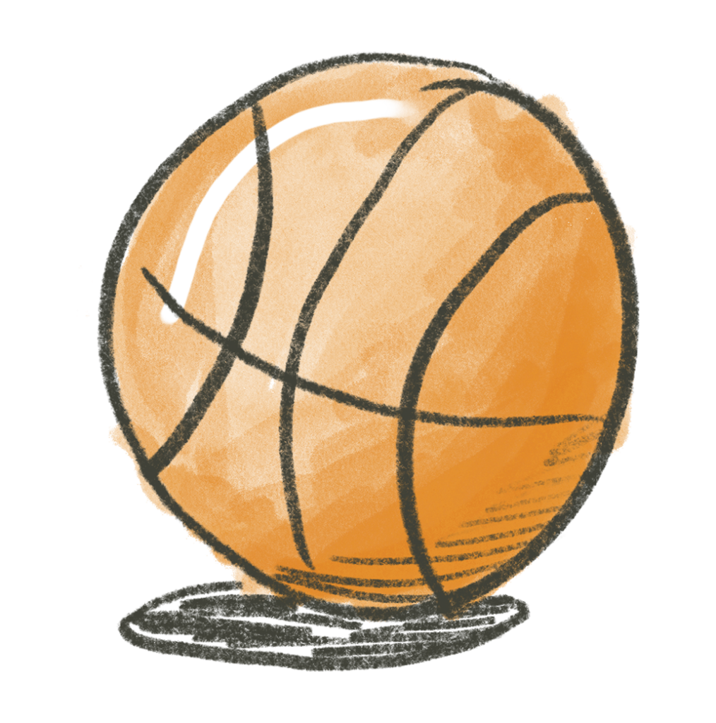 Drawing of an orange basketball