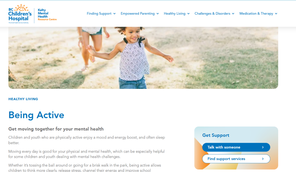 BC children's hospital - Being Active 