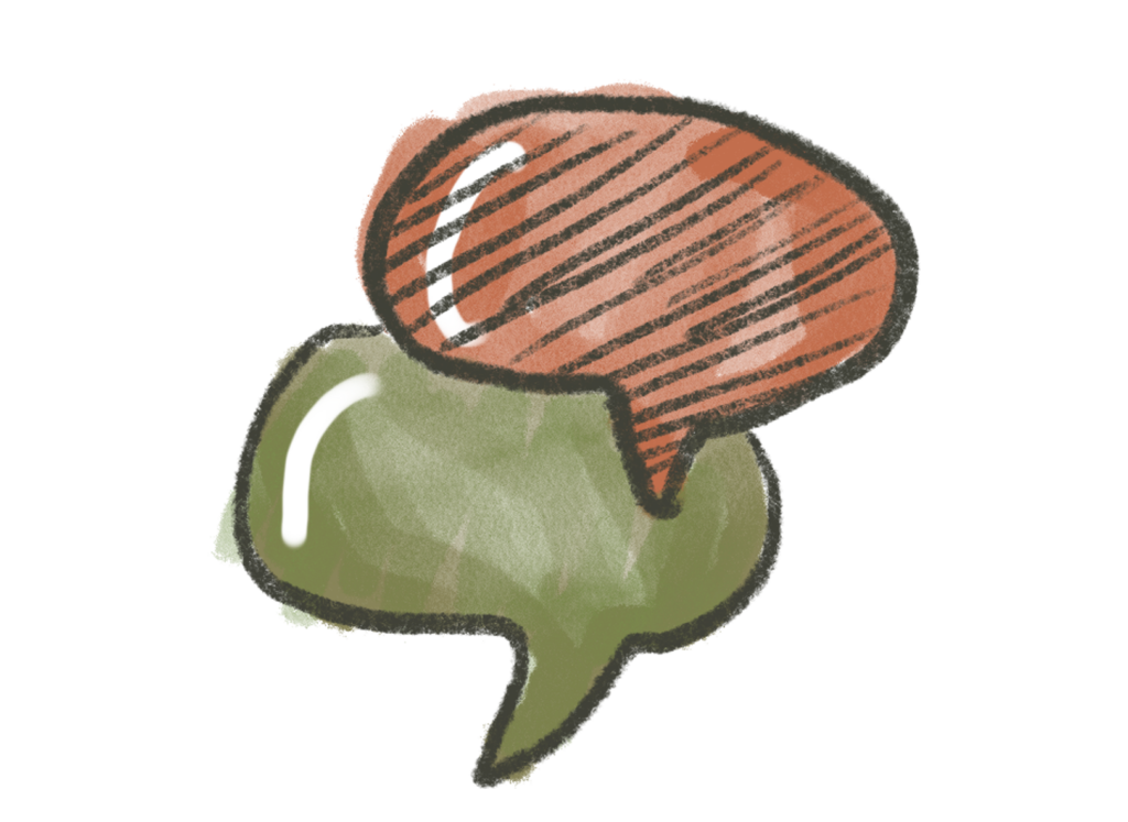 speech bubbles, talking