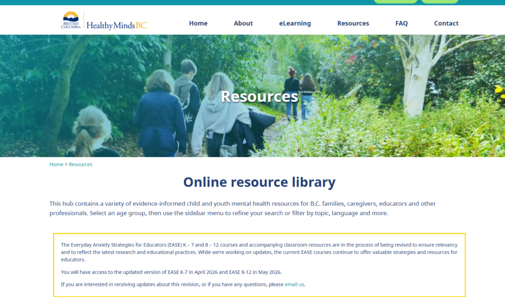 Gov BC resources for educators