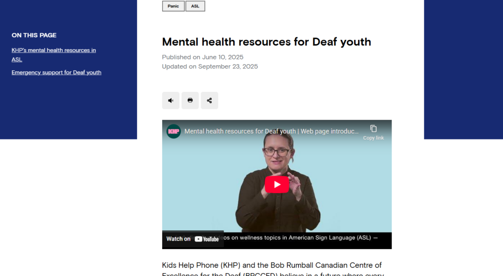 KHP - Deaf Youth Resources