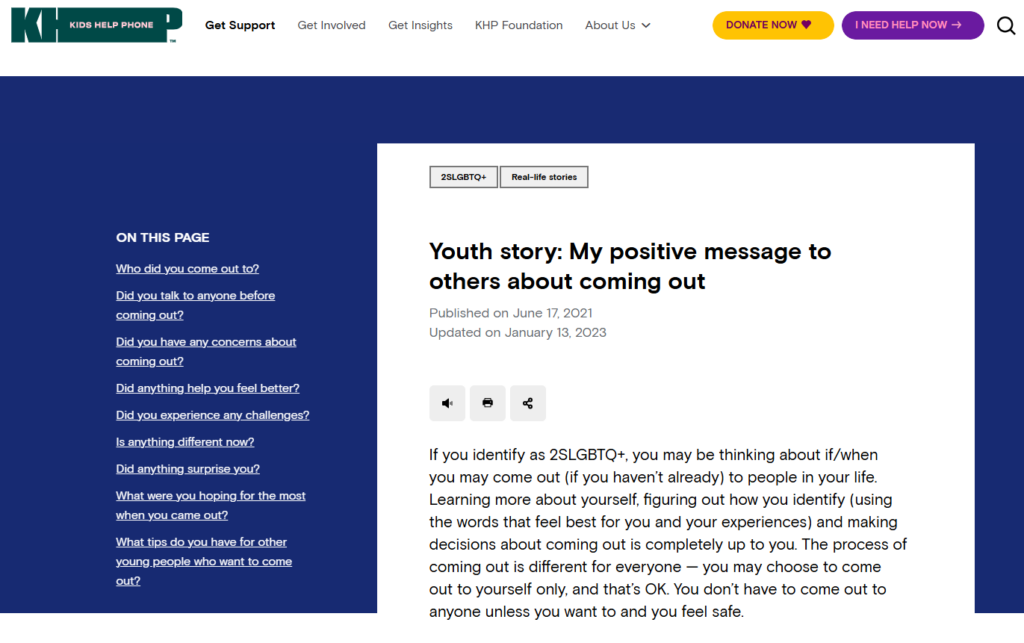 KHP: Youth story: Positive  Coming Out Message