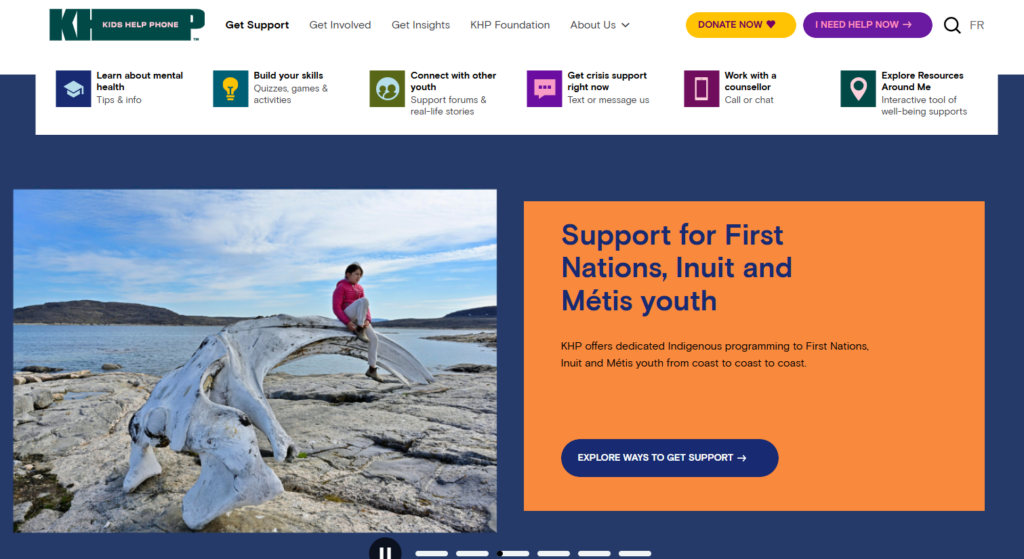 Kids Help Phone page