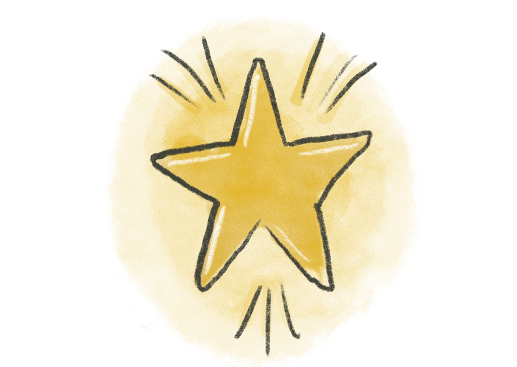 Drawing of a yellow star