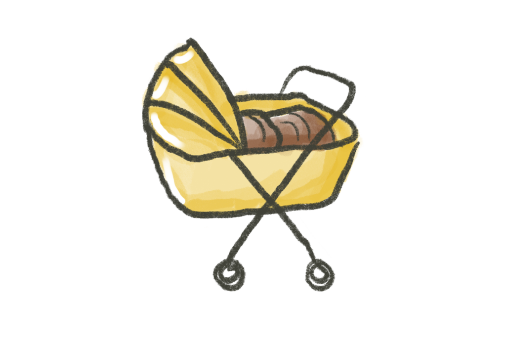drawing of a yellow stroller