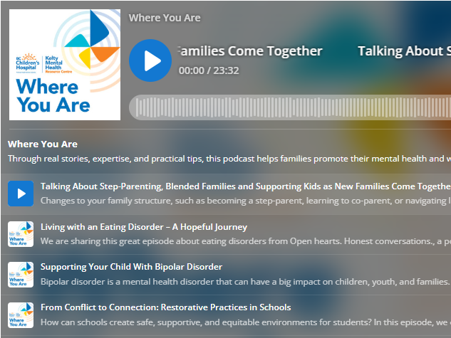 "Where are you" Podcast - screen grab of episode list