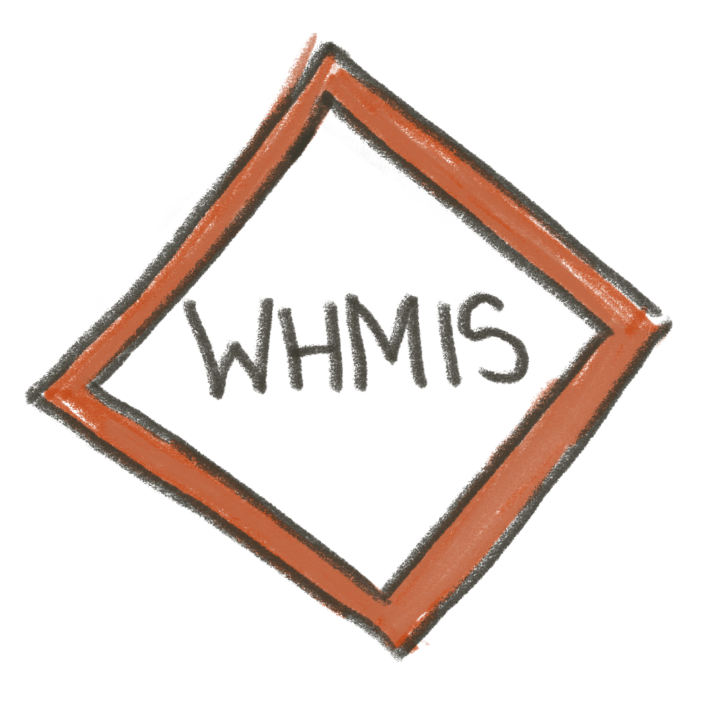 WHMIS letters drawn in a red box